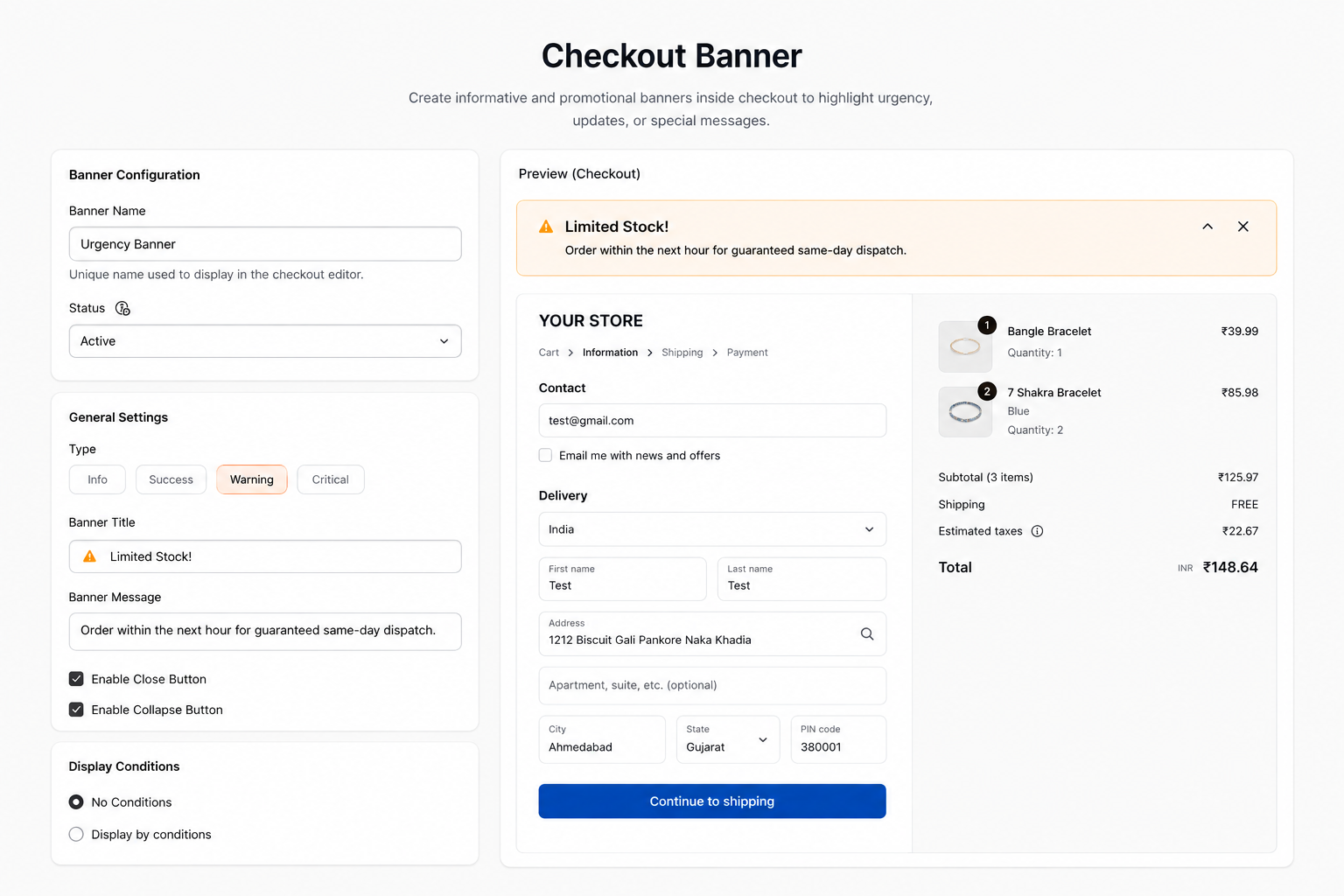 Custom Banner Configuration