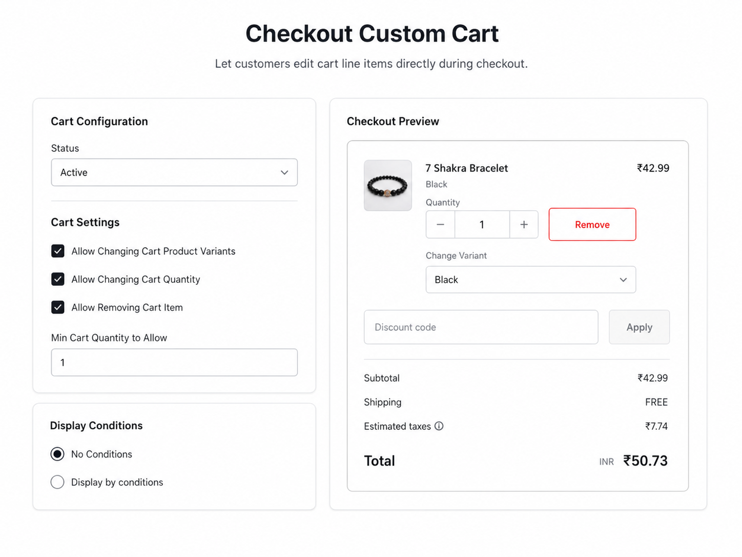 Custom Cart Configuration